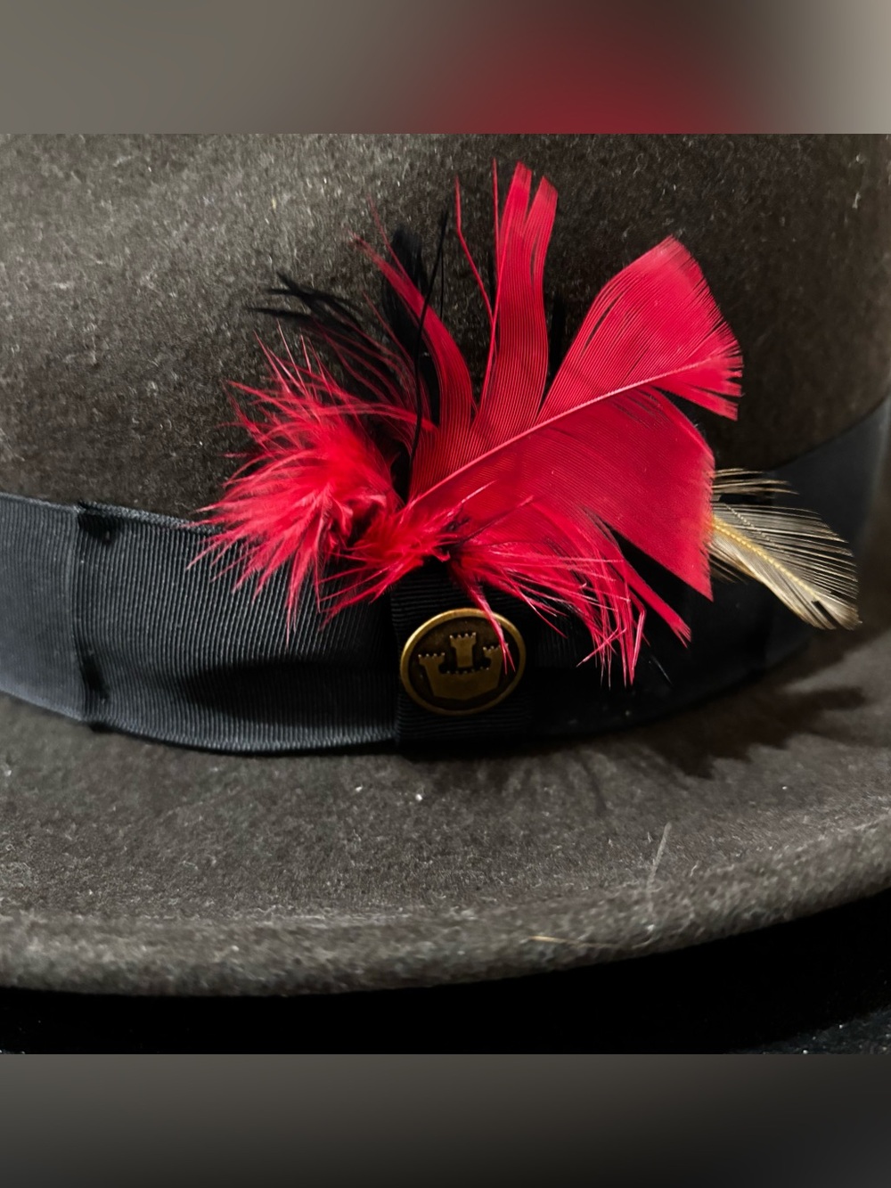Goorin Brothers 'Dean the Butcher' Fedora Hat 100% Wool Black Feathers Medium M - Picture 2 of 9